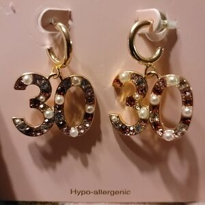 NWT HYPO ALLERGENIC 30 Birthday Anniversary Anything Pierced Earrings